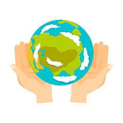Globe earth in hand icon vector illustration.