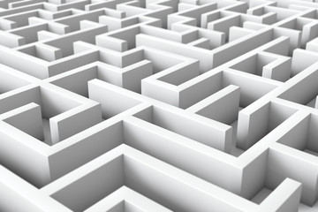 3D rendering of a complex maze structure. Business problems and solution concept