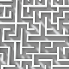 3D rendering of a complex maze structure. Business problems and solution concept