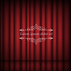 Red curtains and vintage border frame with copy space for text