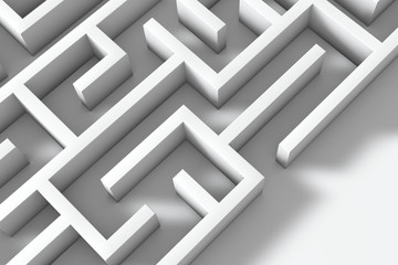 3D rendering of a complex maze structure. Business problems and solution concept