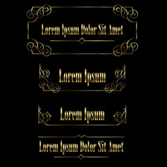 Set of Golden vintage calligraphic frames borders