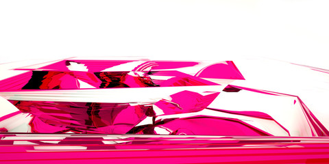 Abstract background with glossy pink sculpture, 3 d render