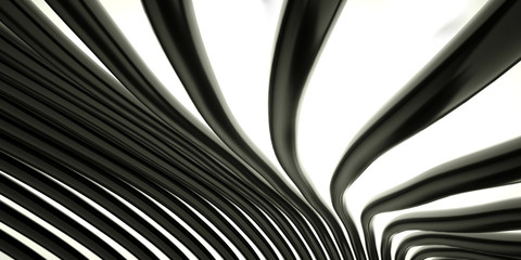 Abstract background with black curve lines, 3 d render