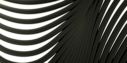 Fototapeta premium Abstract background with black curve lines, 3 d render