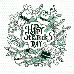 Saint Patrick s Day traditional symbols collection.
