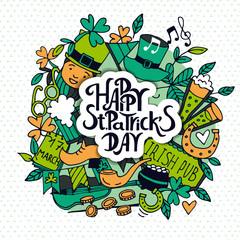 Saint Patrick s Day traditional symbols collection.