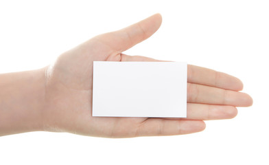 Obraz premium hand holding blank business card with clipping paths