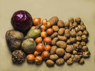 Vegetables on a craft paper background
