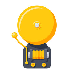 Flat icon of alarm bell on white background