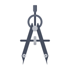 Compass drawing tool icon in flat style