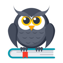 Knowledge concept with owl on book, vector illustration in flat style
