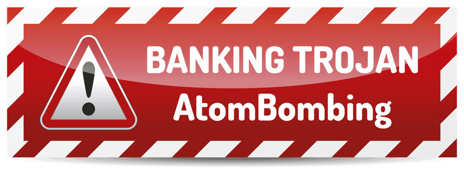 Banking Trojan - Warning sign - AtomBombing bank account hacking, email viruses and fraud concept