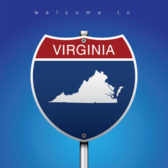 Sign Road America Style with VIRGINIA State