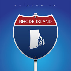 Sign Road America Style with RHODE ISLAND State