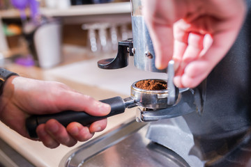Making coffee in a modern restaurant
