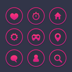 Basic web icons set, favourite, contact us, profile, settings, user, chat, message, login