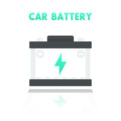 car battery, accumulator icon in flat style