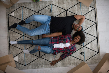 Top view of attractive young African American couple