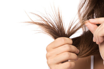 Female hair with split ends