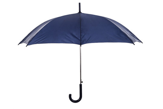 Realistic open blue umbrella isolated on white background 