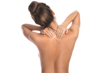 Woman with pain in her back and neck