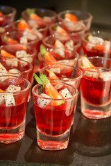 fruit jelly made from  strawberries with fruit and slice