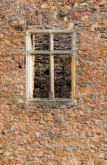 Old broken wooden window