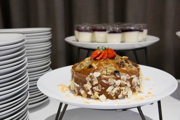  banana almond cake in a plate