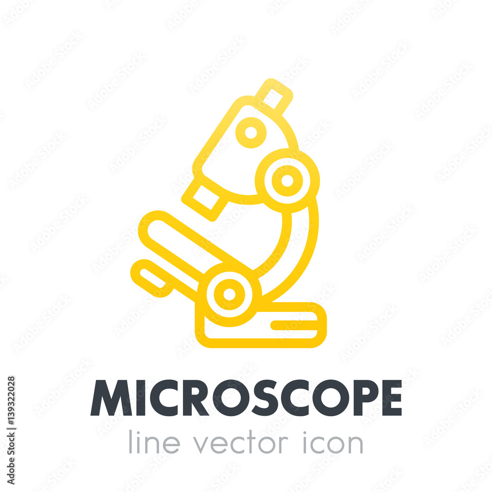 Poster Microscope icon in line style isolated on white