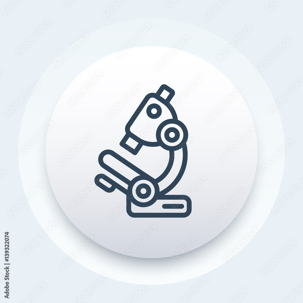 Poster microscope icon in line style