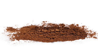 pile cocoa powder isolated on white background