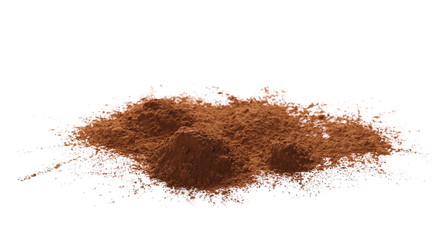 pile cocoa powder isolated on white background