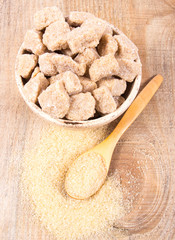 Cubes of sugar - brown sugar cane.