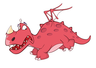 Illustration of a Cute Red Dragon. Cartoon Character