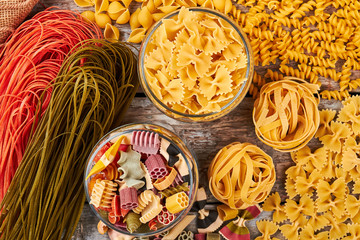 Many different types of Italian pasta.
