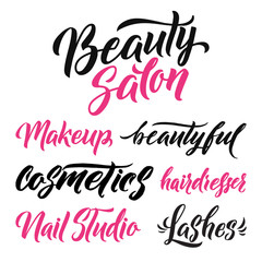 Logo Beauty Salon Lettering. Custom handmade calligraphy, vector