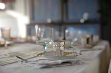 jewish holiday pesah . Passover. table service family dinner