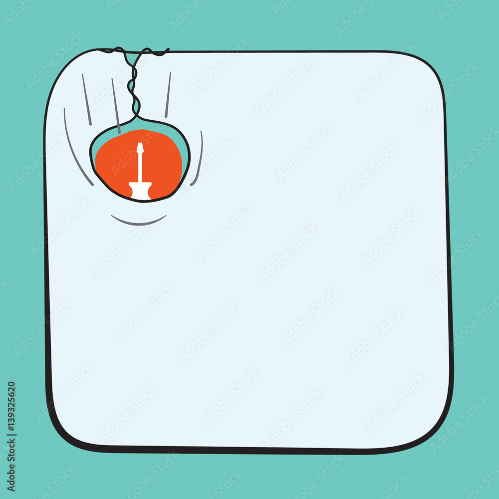 Poster a text box for fill your text and screwdriver icon