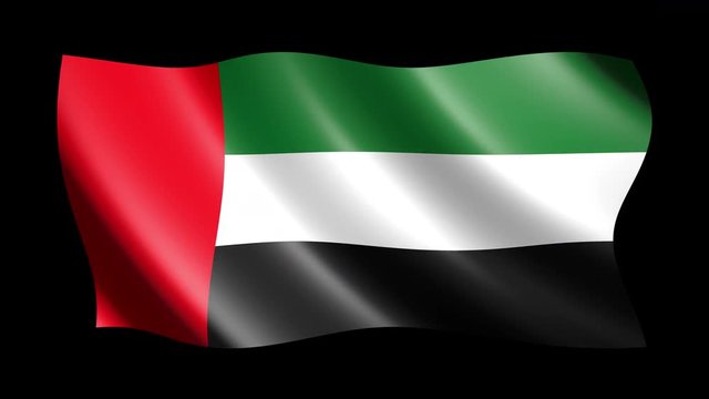 Flag of the United Arab Emirates isolated on alpha channel, seamless looping