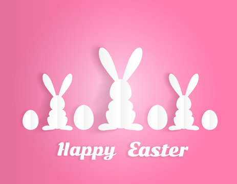 happy easter paper art style background design