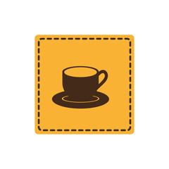 yellow sticker cup with plate icon, vector illustraction design image