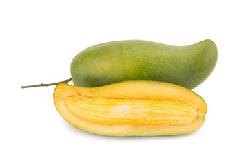 Green mango isolated on a white background