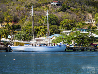 Alter Segelschoner, Port Elisabeth, Bequia, Inseln über dem Winde, , Kleine Antillen,  Grenadinen,...