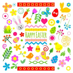 Fotobehang Easter holiday icons vector illustration © partyvector