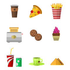 Vector icons sweet fast food elements.