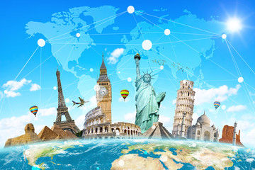 Famous landmarks of the world connected to each other