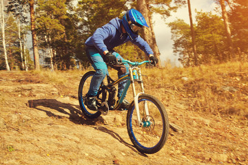 man riding a mountain bike