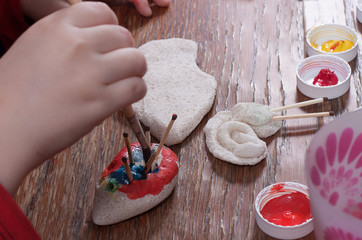 brush for painting in child hand draw