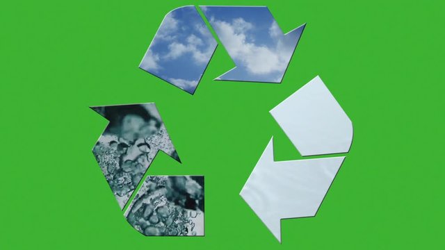 Three arrows representing environment cycle on green screen